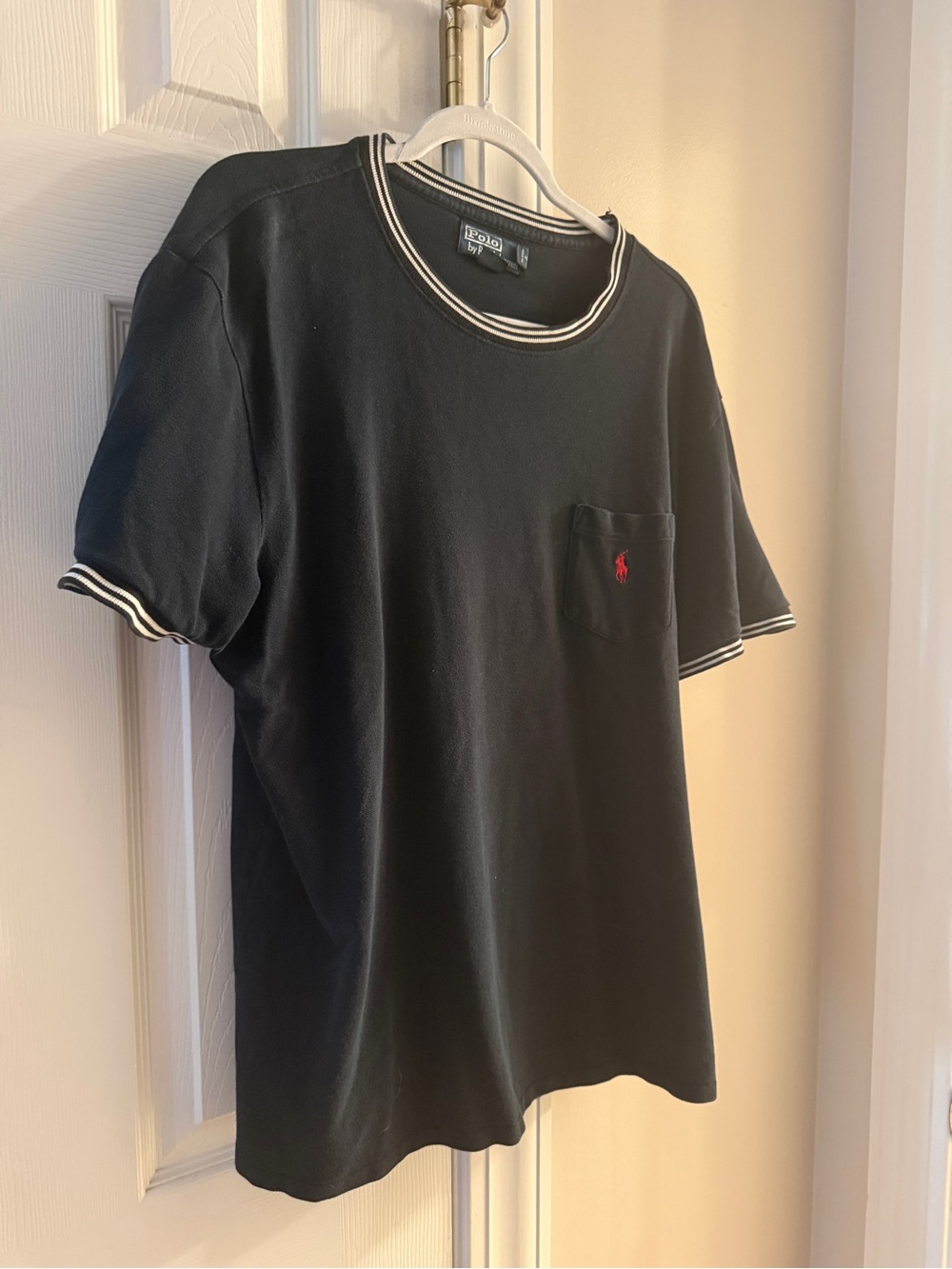 Polo by Ralph Lauren Black Short-Sleeve Pocket Tee with White Trim